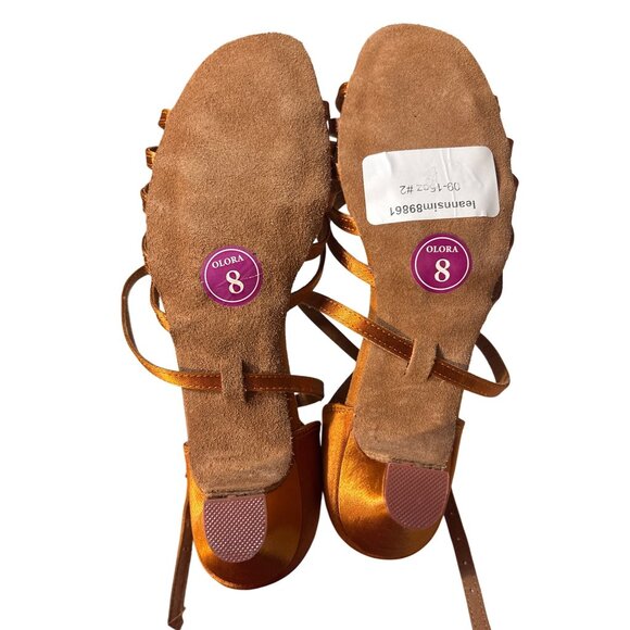 Satin Ballroom Dance Shoes Women Size 8 Rhinestone Buckle Strap OLORA - Picture 6 of 6